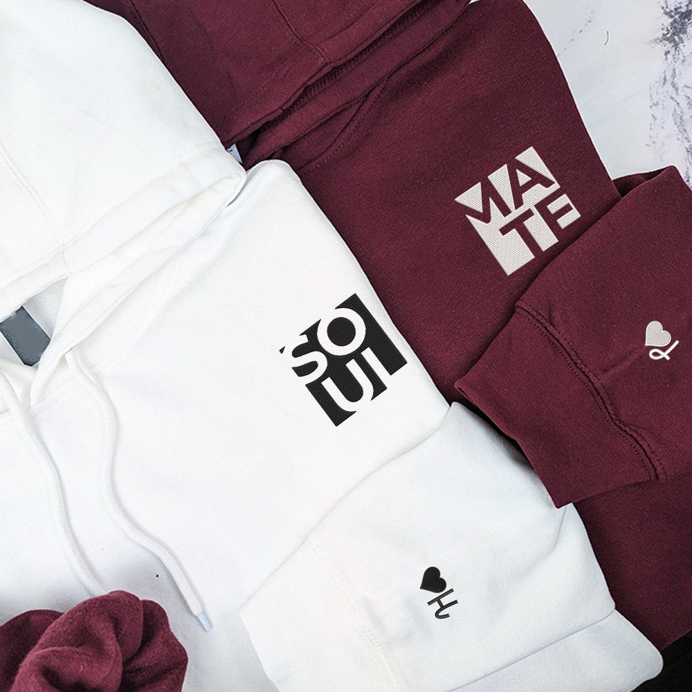 Soul Mate Matching Custom Embroidered Matching Hoodies For Couples