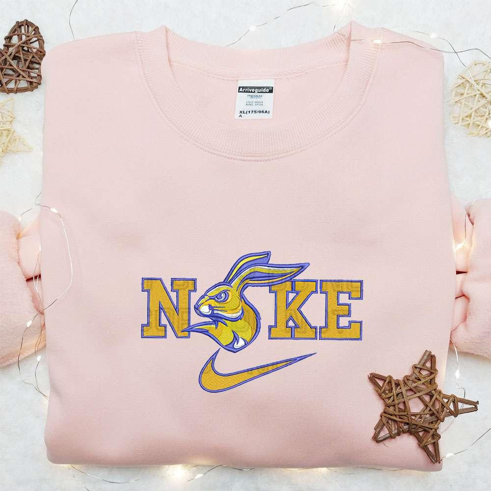 South Dakota State Jackrabbits x Nike Embroidered Shirt NCAA Sports Embroidered Hoodie Best Fandom Gift Idea