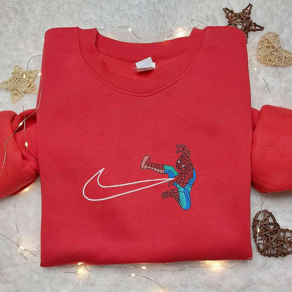 Spider Man Movie x Swoosh Embroidered Hoodie Marver Comics Best Gift Ideas for Family