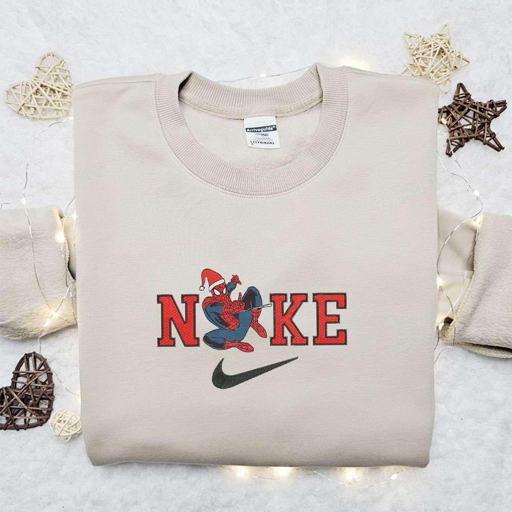Spider Man x Nike Christmas Embroidered Sweatshirt Movie Christmas Embroidered Shirt Best Christmas Gift Ideas