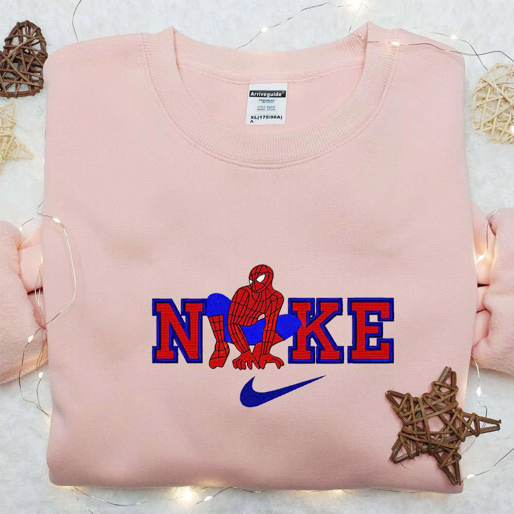 Spider Man x Nike Movie Embroidered Hoodie Marvel Cinematic Universe Embroidered Shirt Nike Inspired Embroidered Shirt