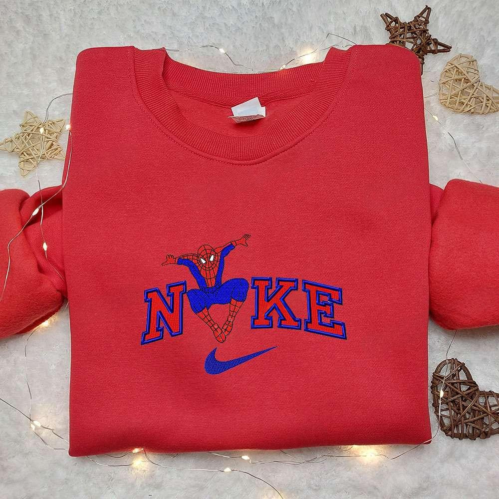 Spider Man x Nike Movie Embroidered Sweatshirt Marvel Cinematic Universe Embroidered Shirt Nike Inspired Embroidered Shirt
