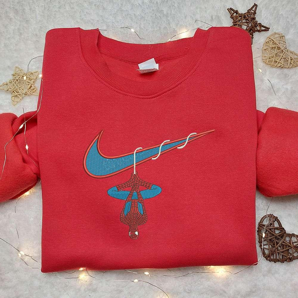 Spider Man x Nike Swoosh Embroidered Sweatshirt Spider Man No Way Home Embroidered Shirt Nike Inspired Embroidered Shirt 1