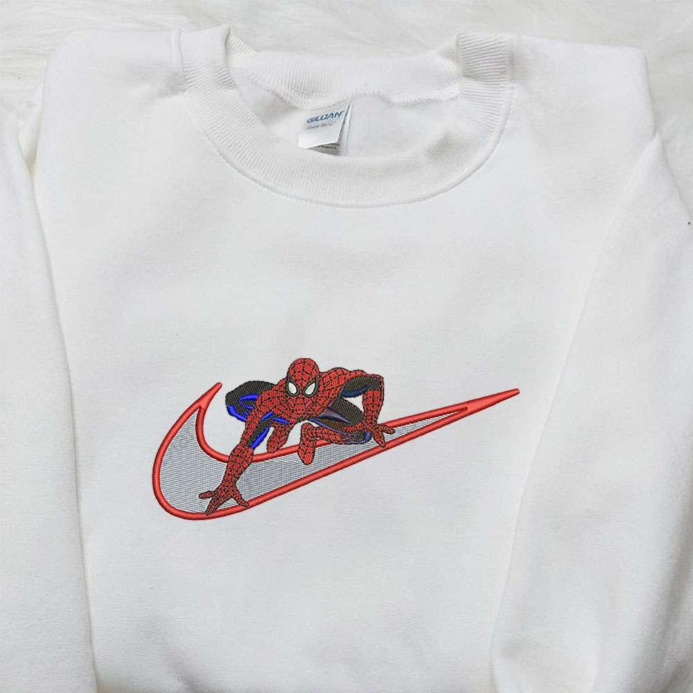 Spider Man x Nike Swoosh Embroidered Sweatshirt Spider Man No Way Home Embroidered Shirt Nike Inspired Embroidered Shirt