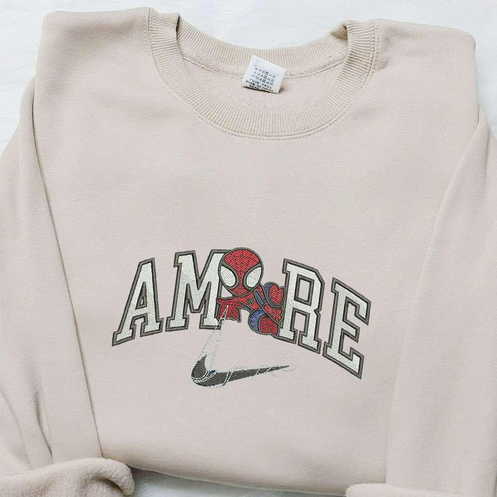 Spider Man x Swoosh Movie Embroidered Hoodie Marver Cinematic Universe Best Gift Ideas for Family