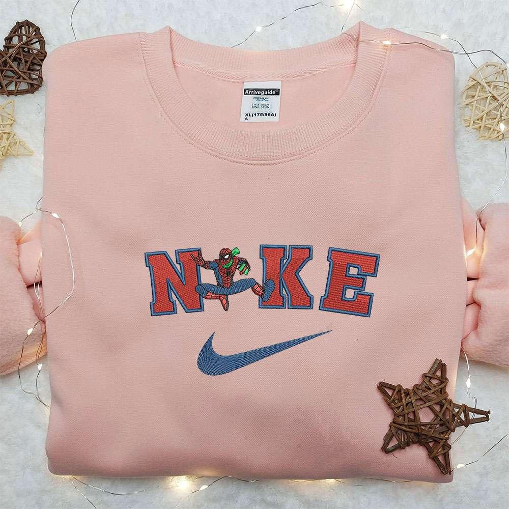 Spider Man Xmas x Nike Embroidered Sweatshirt Movie Embroidered Shirt Nike Inspired Embroidered Shir