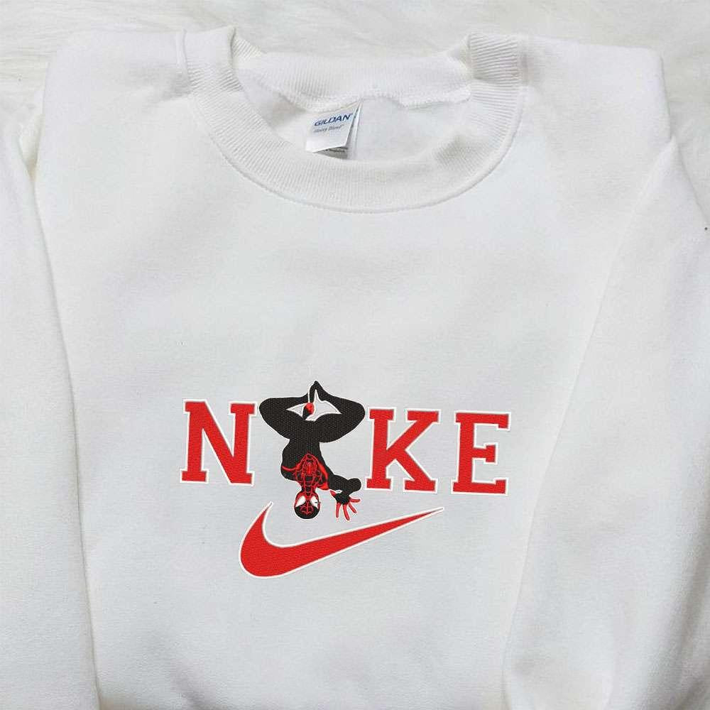 Spiderman Hanging x Nike Embroidered Shirt Marvel Superhero Movie Embroidered Hoodie Best Gift Idea 1