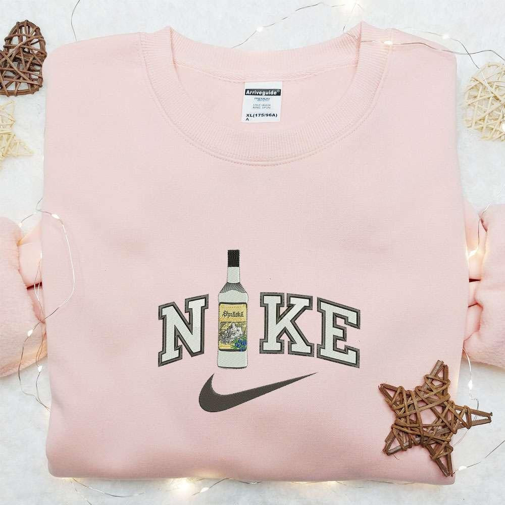 Spisska Wine Bottle x Nike Embroidered Shirt Favorite Foods And Drinks Embroidered Hoodie Best Gift Idea