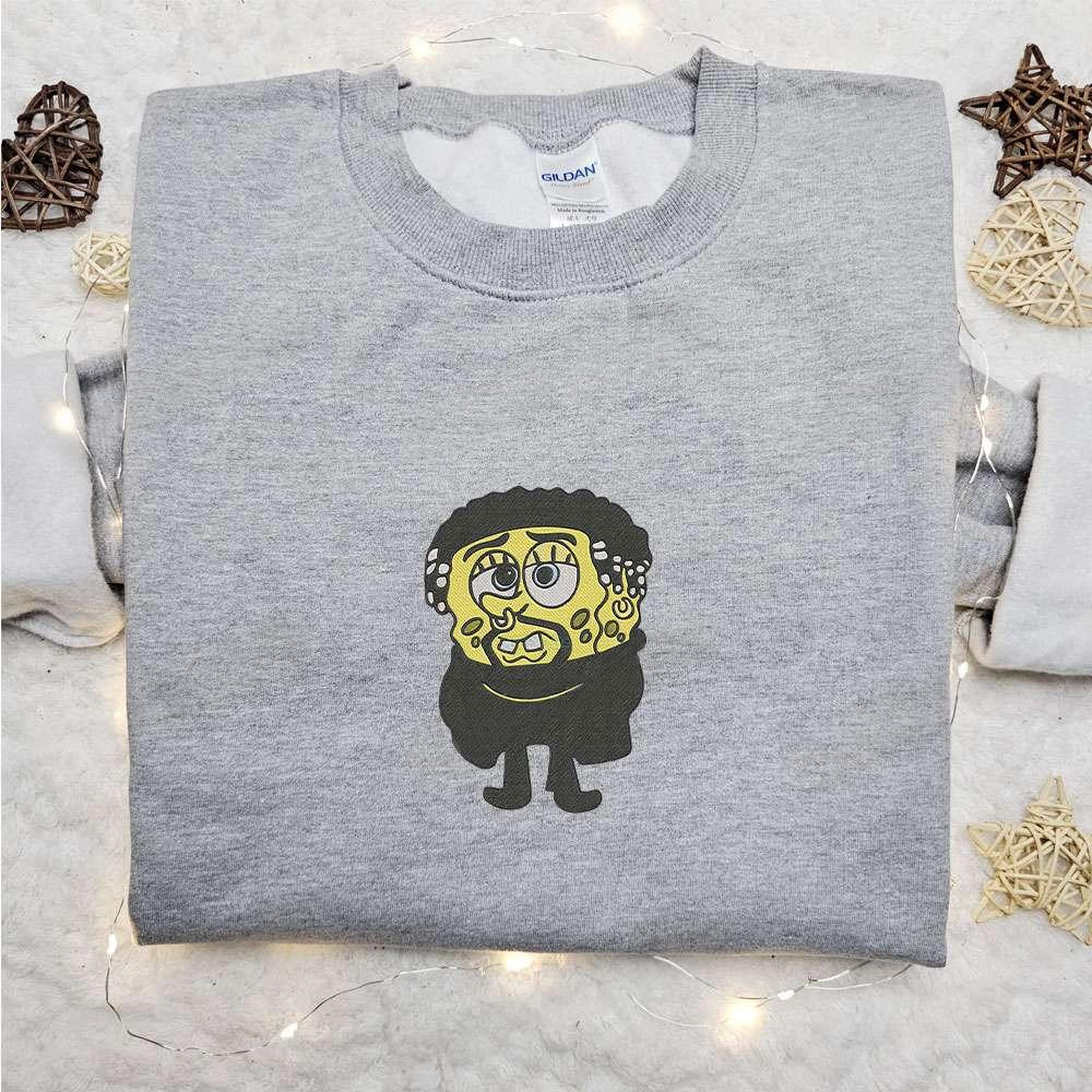 Spongebob Bad Bunny Embroidered Sweatshirt Celebrity Embroidered Hoodie Cartoon Embroidered Shirt
