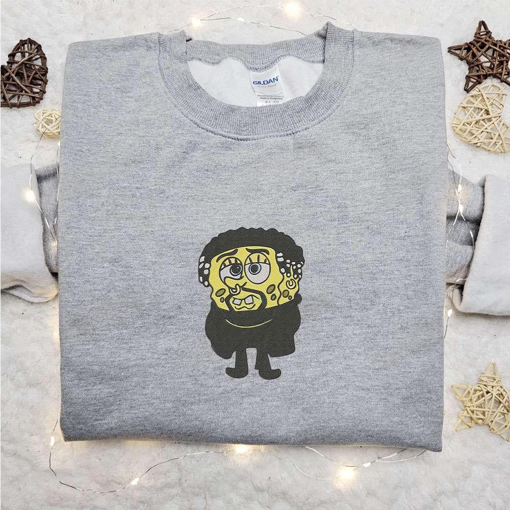 Spongebob Bad Bunny Embroidered Sweatshirt Celebrity Embroidered Hoodie Cartoon Embroidered Shirt