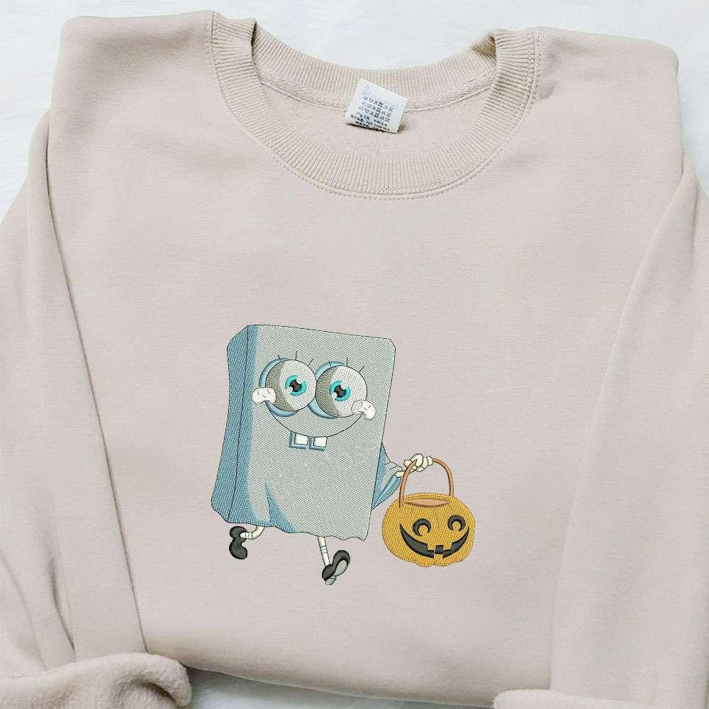 Spongebob Halloween Embroidered T shirt Cartoon Halloween Embroidered Hoodie Best Halloween Gift Ideas