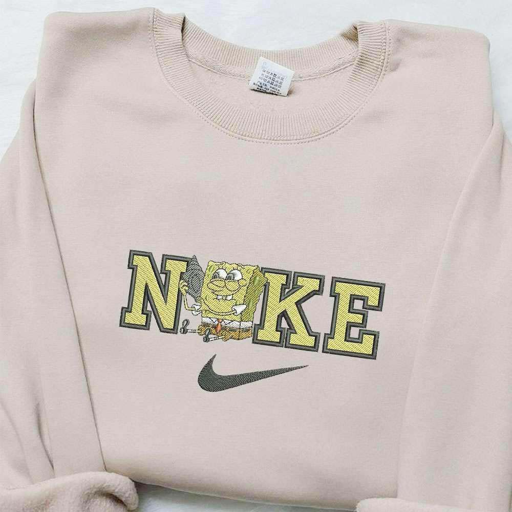 Spongebob Squarepants X Nike Cartoon Embroidered Sweatshirt Disney Characters Embroidered Hoodie Best Birthday Gift Ideas