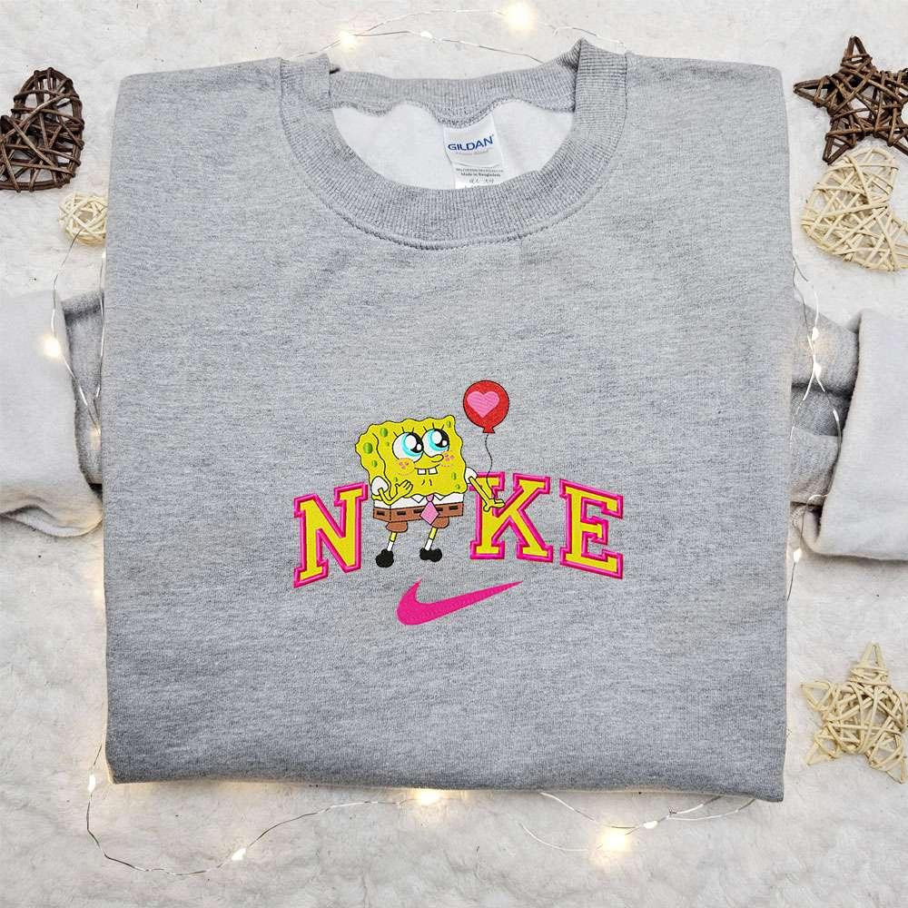 SpongeBob x Nike Cartoon Embroidered Shirt SpongeBob SquarePants Embroidered Shirt Nike Inspired Embroidered Shirt