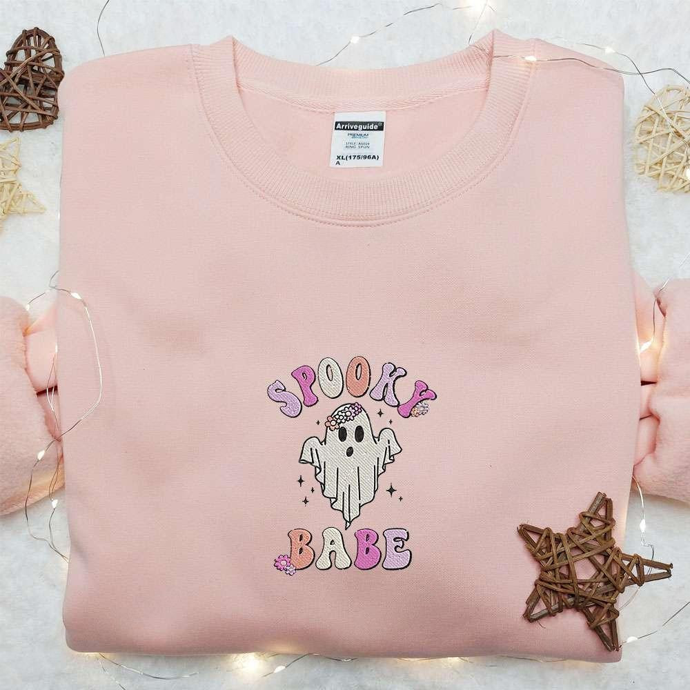 Spooky Babe Ghost Embroidered Sweatshirt Vintage Halloween Embroidered Shirt Best Halloween Gift Ideas