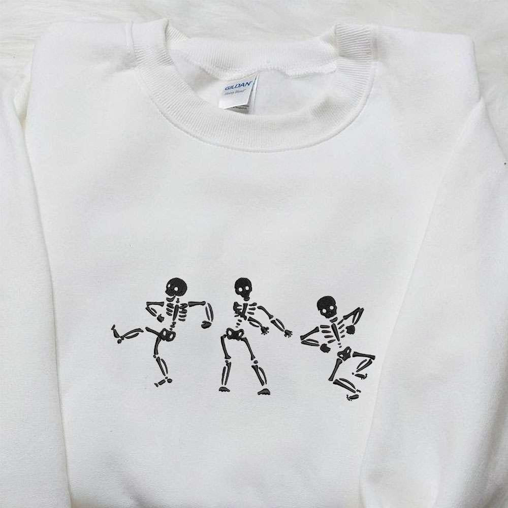 Spooky Dancing Skeletons Embroidered T shirt Halloween Embroidered Shirt Best Halloween Gift Ideas For Family