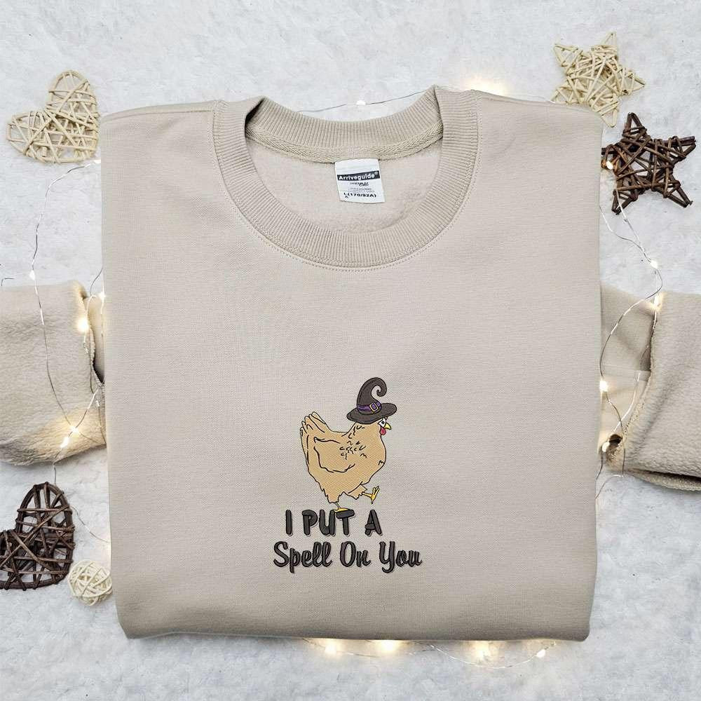Spooky Halloween Chicken Embroidered Hoodie Cute Halloween Embroidered Hoodie Best Halloween Gift Ideas For Family