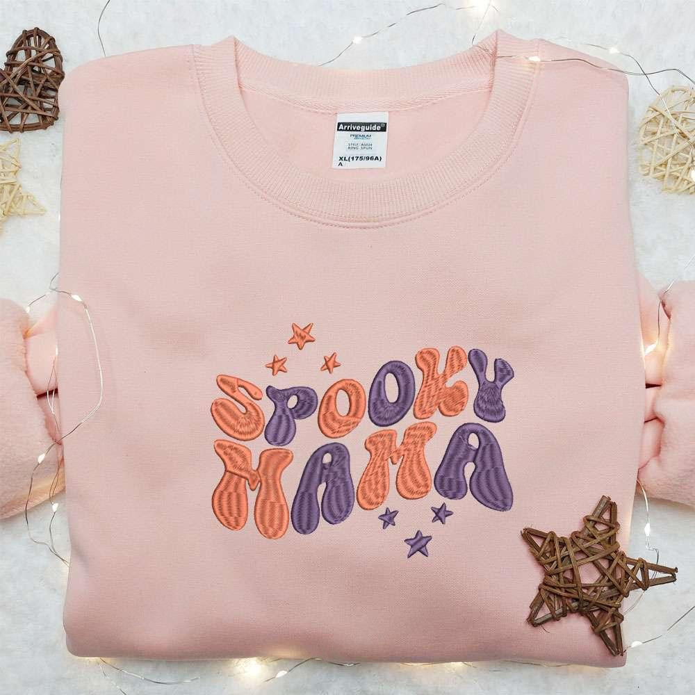 Spooky Mama Embroidered Shirt Halloween Embroidered Shirt Best Halloween Gift Ideas For Family