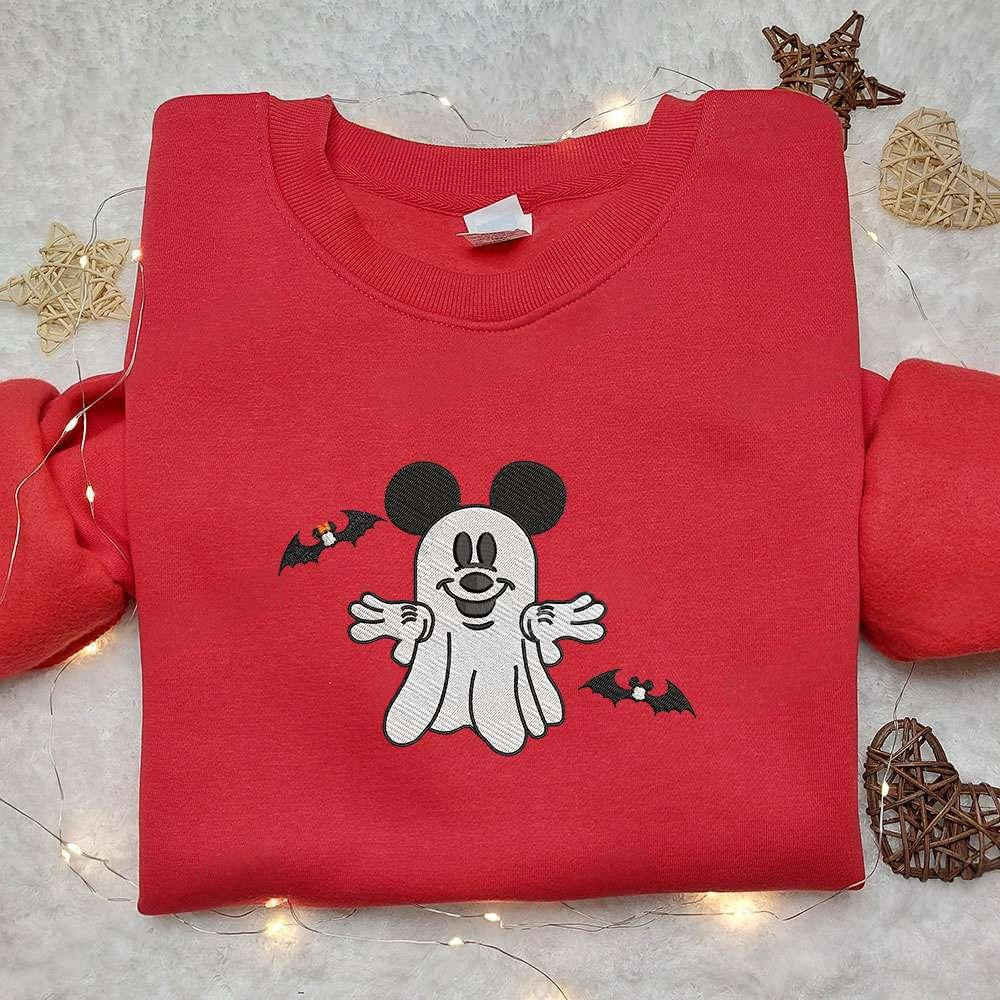 Spooky Mickey Mouse Retro Trendy Cute Bats Embroidered Shirt Disney Characters Embroidered Hoodie Best Halloween Gift Ideas