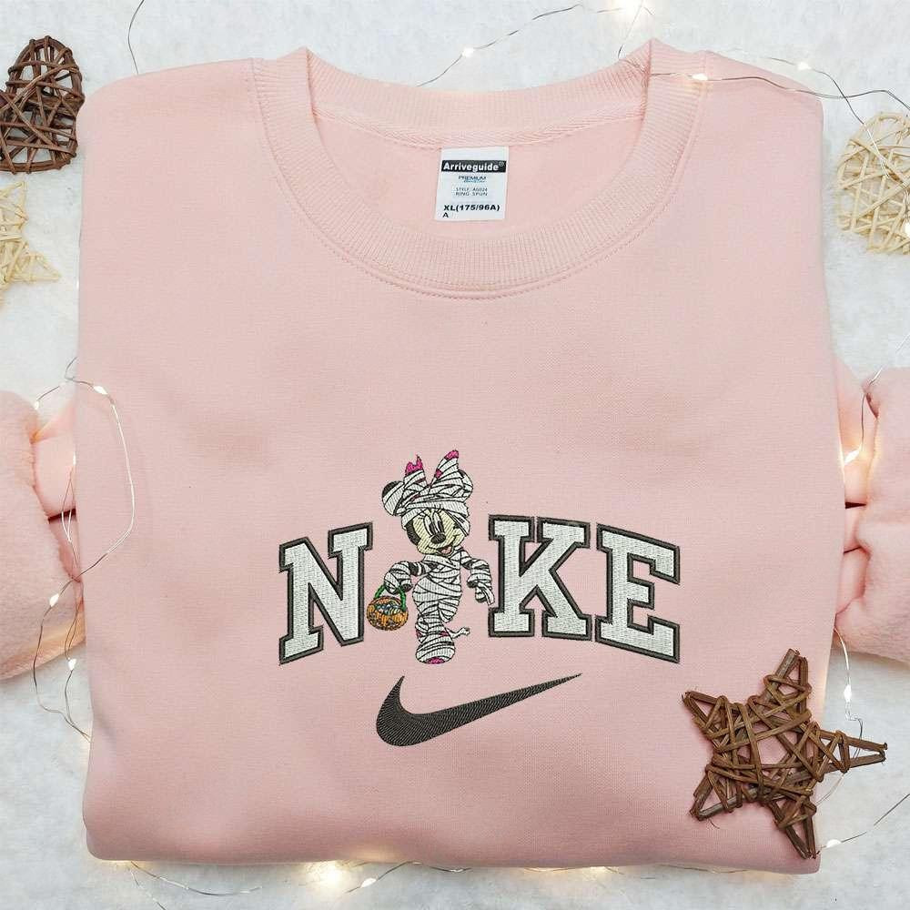 Spooky Minnie Mummy x Nike Embroidered Shirt Disney Characters Embroidered Hoodie Halloween Embroidered Sweatshirt