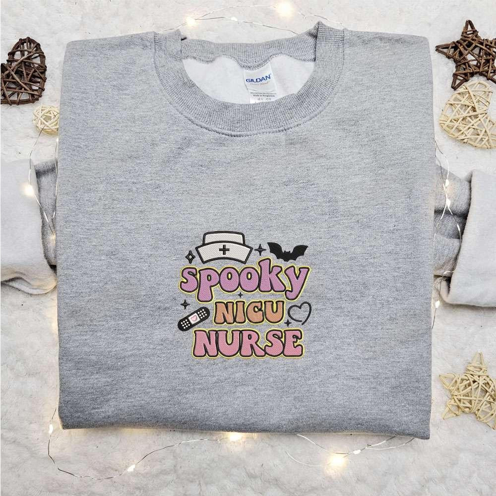 Spooky Nicu Nurse Embroidered Hoodie Halloween Embroidered Hoodie Best Halloween Gift Ideas For Family