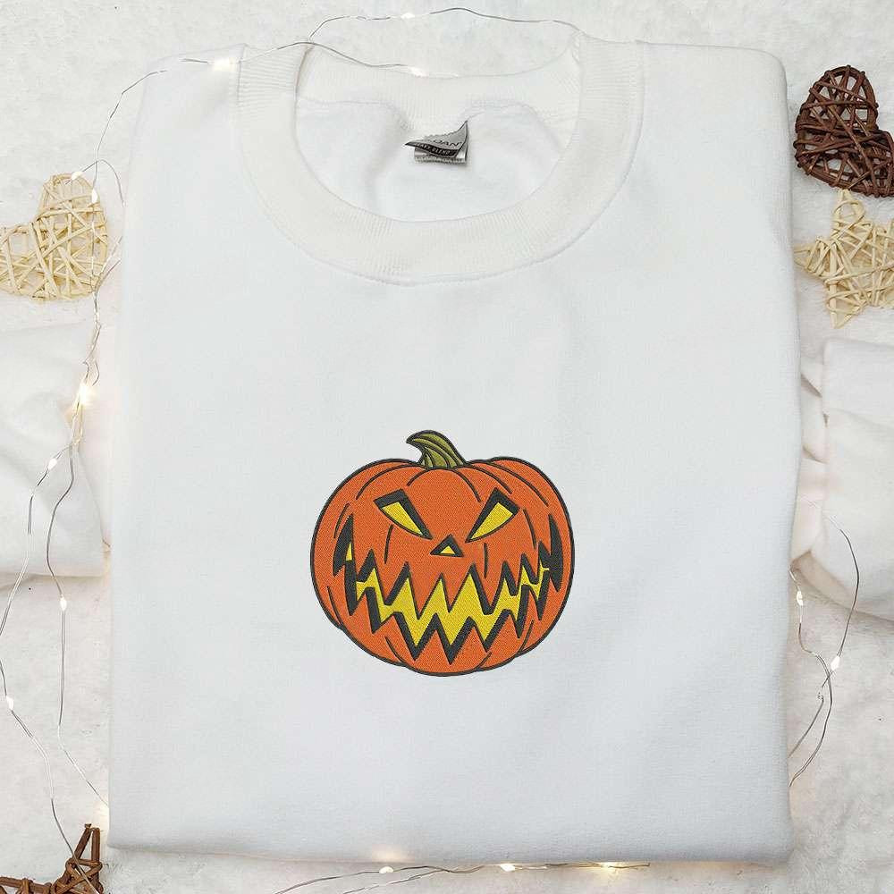 Spooky Pumpkin Jack O Lantern Embroidered Sweatshirt Halloween Embroidered Hoodie Best Halloween Gift Ideas
