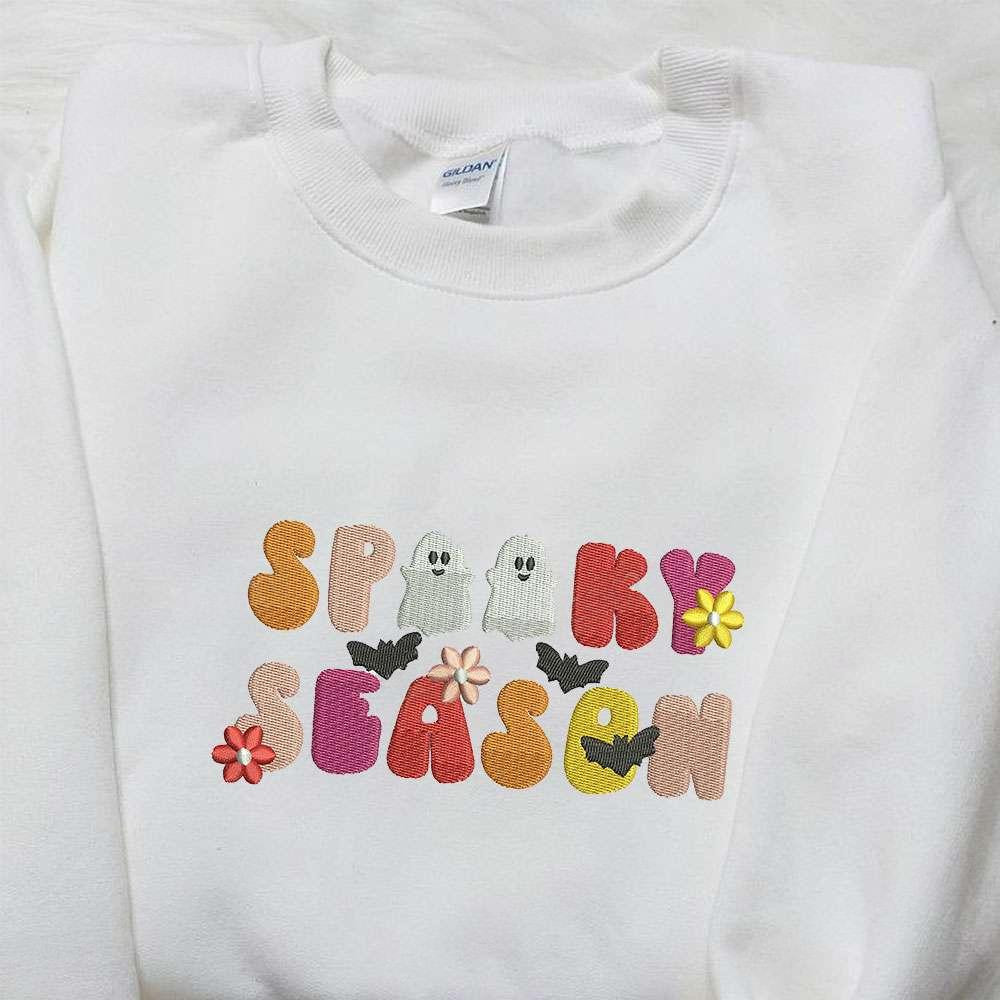 Spooky Season Embroidered Hoodie Halloween Embroidered Shirt Best Halloween Gift Ideas For Family