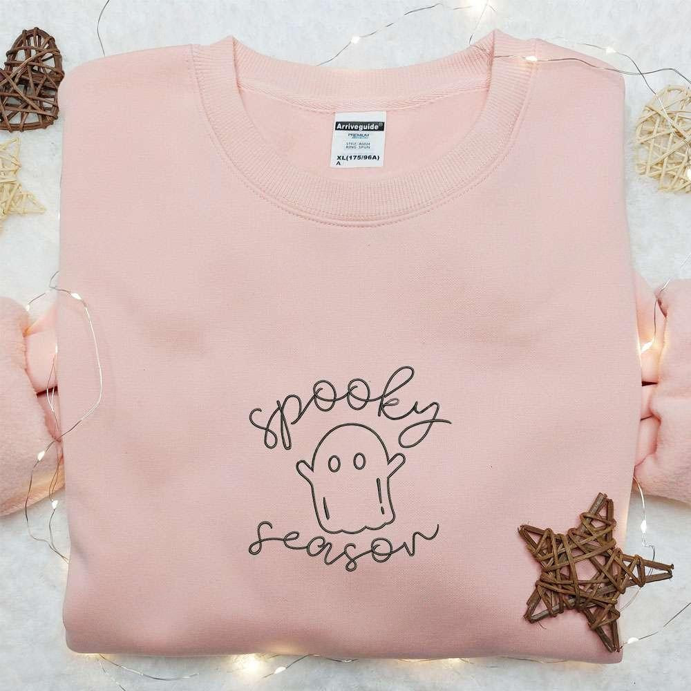 Spooky Season Ghost Embroidered Hoodie Cute Halloween Embroidered Sweatshirt Best Halloween Gift Ideas