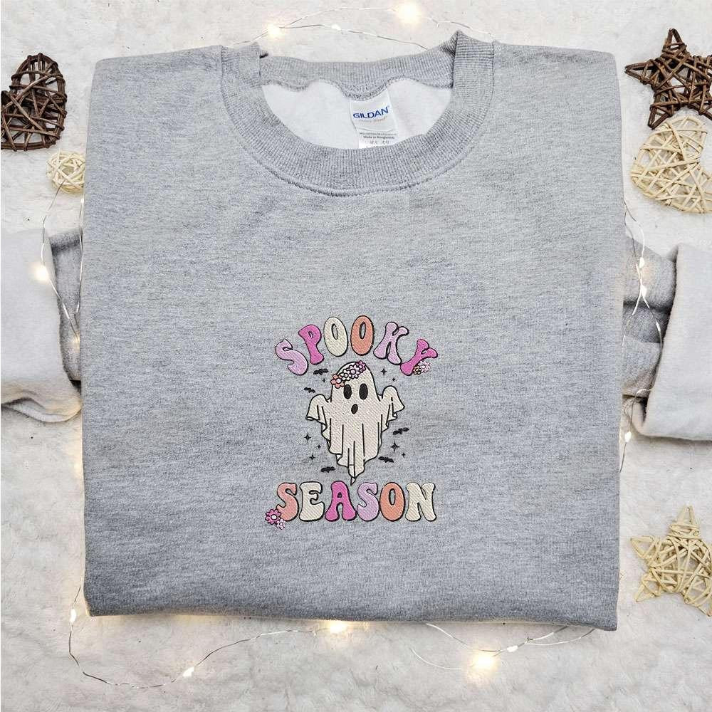Spooky Season Ghost Embroidered Shirt Vintage Halloween Embroidered Hoodie Best Halloween Gift Ideas