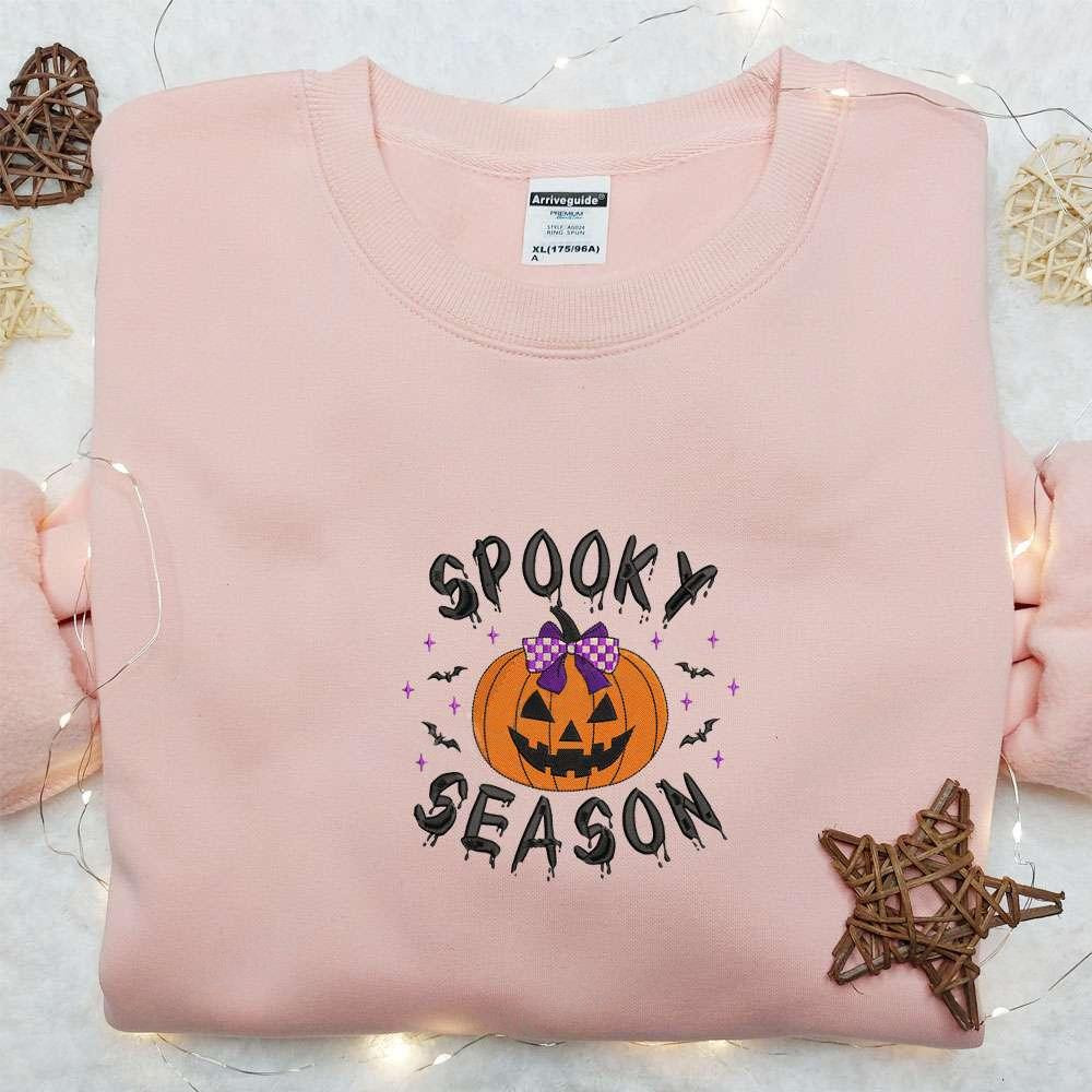 Spooky Season Jack O Lantern Halloween Embroidered Shirt