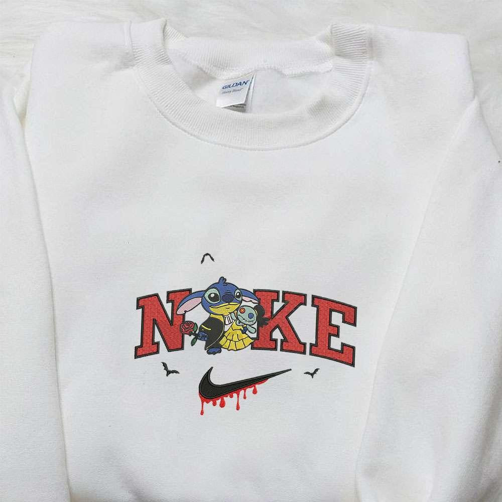 Spooky Stitch Halloween x Nike Embroidered Shirt Funny Disney Characters Embroidered T shirt Nike Inspired Embroidered Sweatshirt