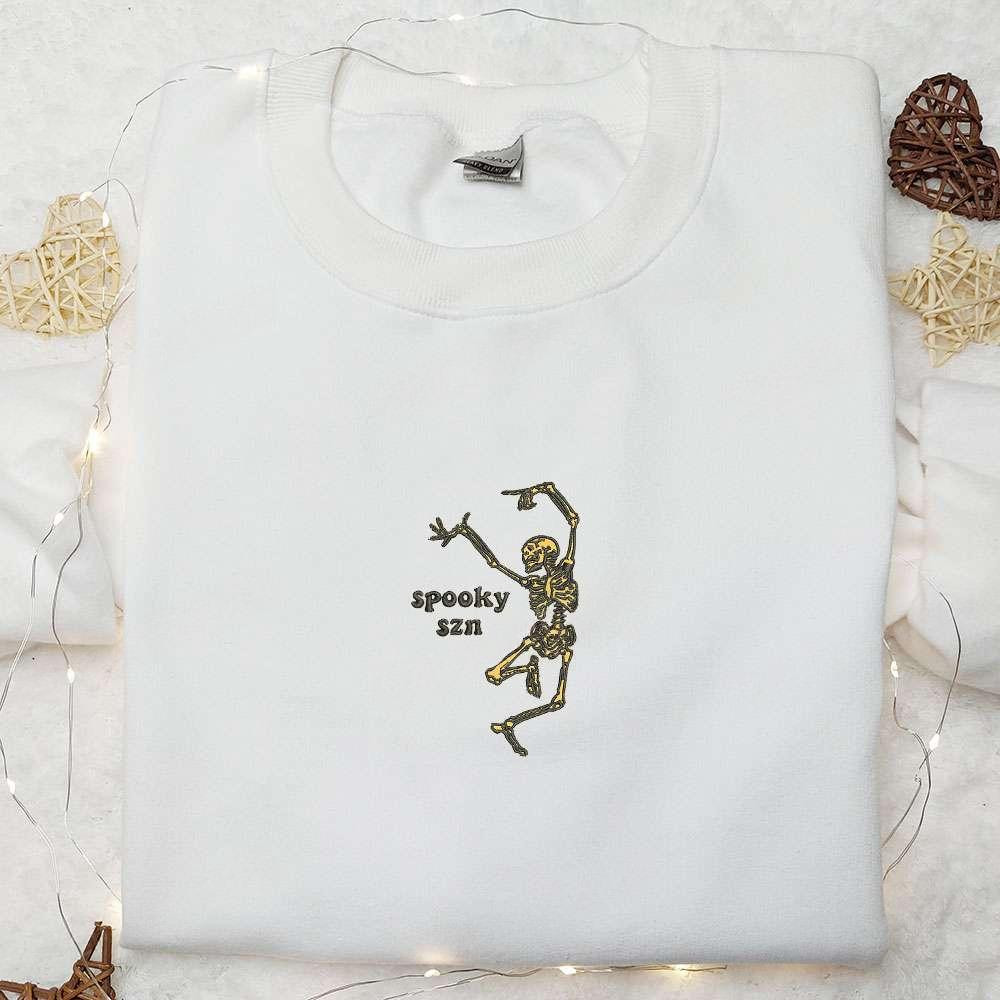 Spooky Szn Embroidered Hoodie Halloween Embroidered T shirt Best Halloween Gift Ideas