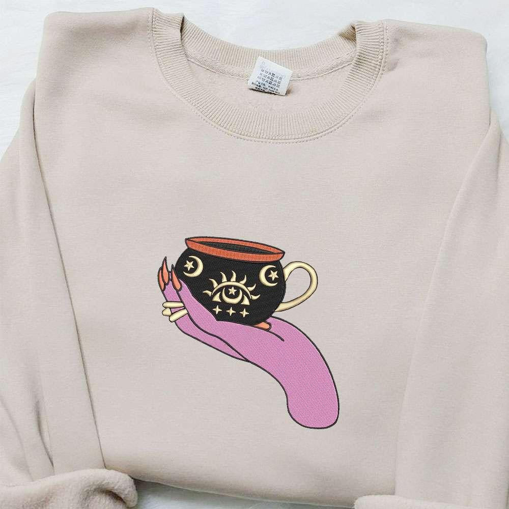 Spooky Witch Hand Embroidered Hoodie Custom Embroidered Shirt Best Gift Ideas For Family