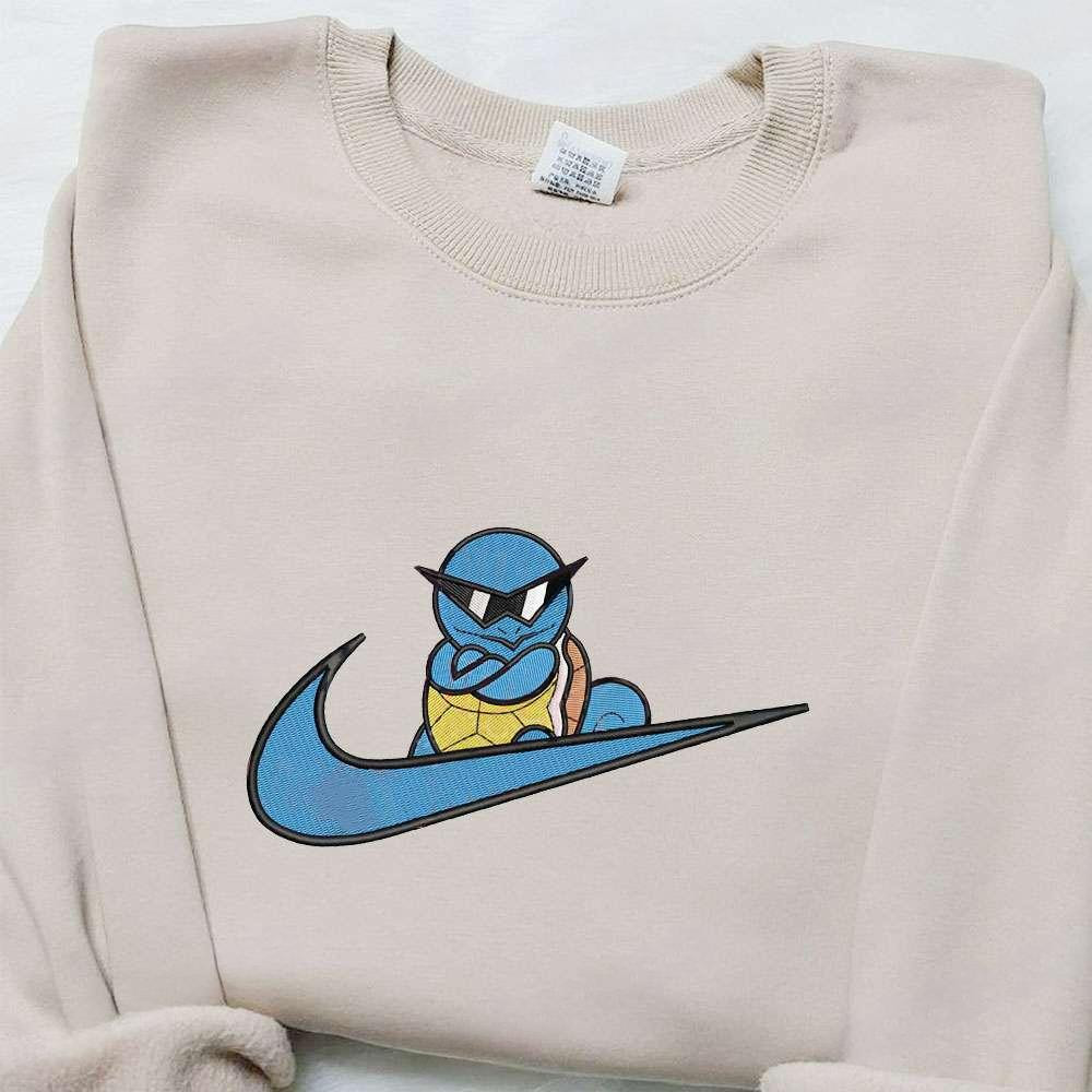 Squirtle Gang X Swoosh Anime Embroidered Hoodie Cool Anime Clothing , Anime Embroidered T-shirt Sweatshirt Hoodie, Inspired Anime Movie, Best Gift for Anime Fans