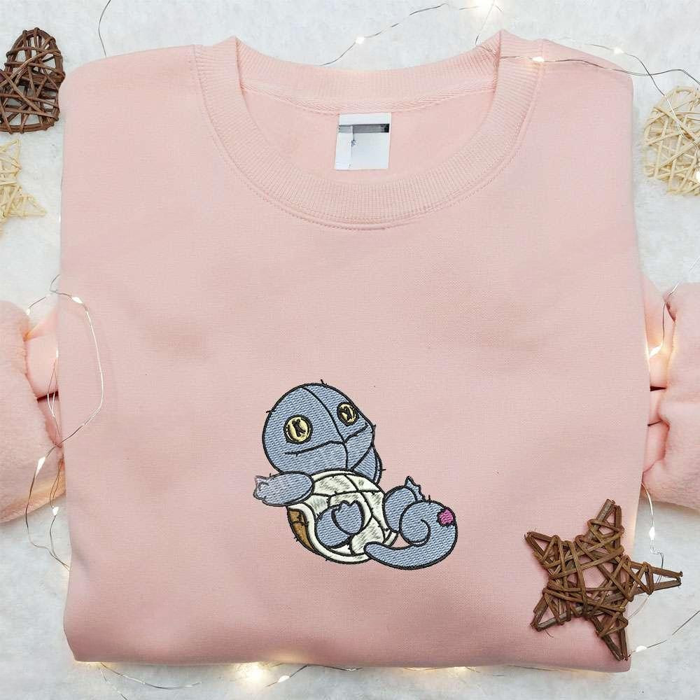 Squirtle Pokemon Embroidered Hoodie Pokemon Anime , Anime Embroidered T-shirt Sweatshirt Hoodie, Inspired Anime Movie, Best Gift for Anime Fans