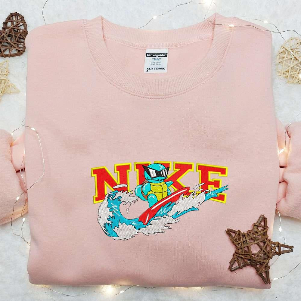 Squirtle Surfing x Nike Embroidered Sweatshirt Pokemon Anime Embroidered Shirt The Best Gift