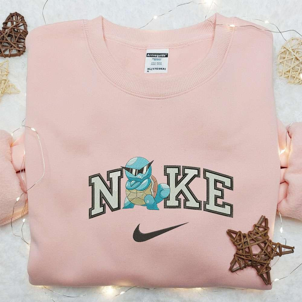 Squirtle x Nike Anime Embroidered Sweatshirt Custom Embroidered Hoodie Best Birthday Gift Ideas