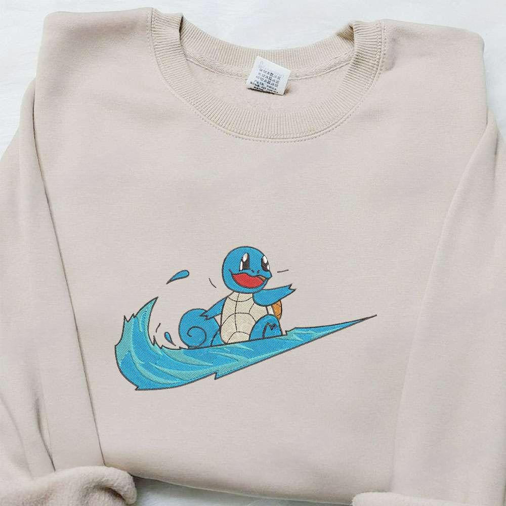 Squirtle X Swoosh Anime Embroidered Hoodie Cool Anime Clothing , Anime Embroidered T-shirt Sweatshirt Hoodie, Inspired Anime Movie, Best Gift for Anime Fans
