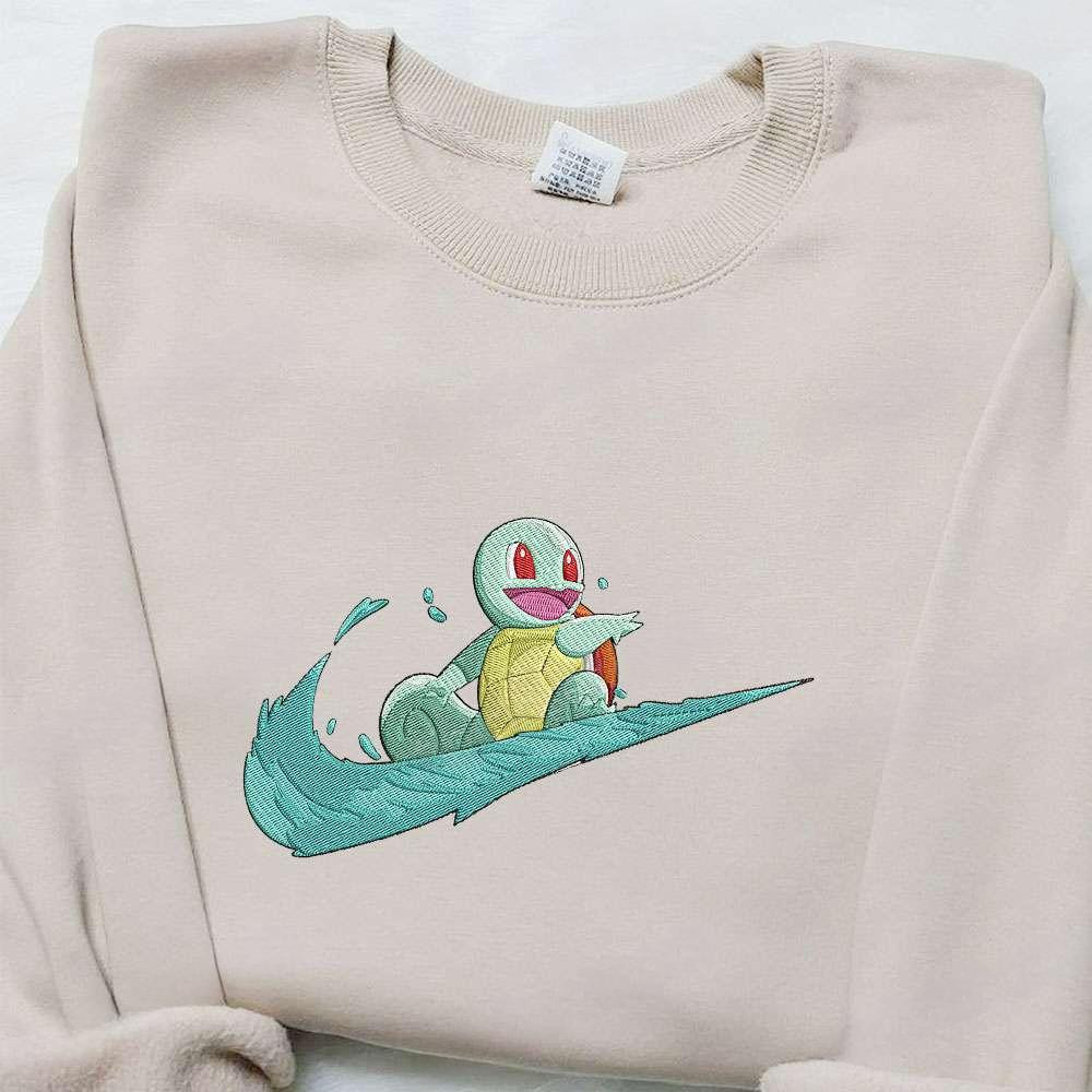 Squirtle X Swoosh Anime Embroidered Sweatshirt , Anime Embroidered T-shirt Sweatshirt Hoodie, Inspired Anime Movie, Best Gift for Anime Fans