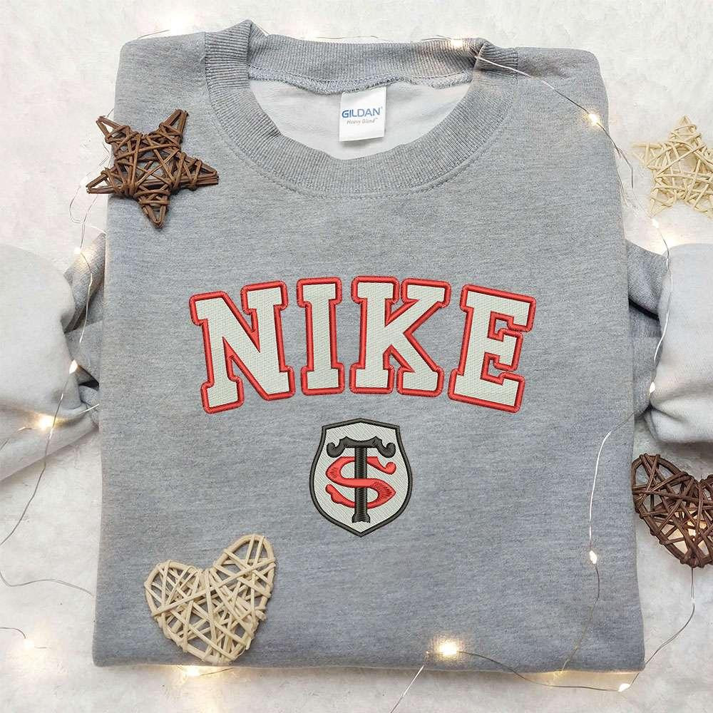 Stade Toulousain x Nike Embroidered Sweatshirt Rugby Europe Sport Embroidered Shirt Nike Inspired Embroidered Shirt