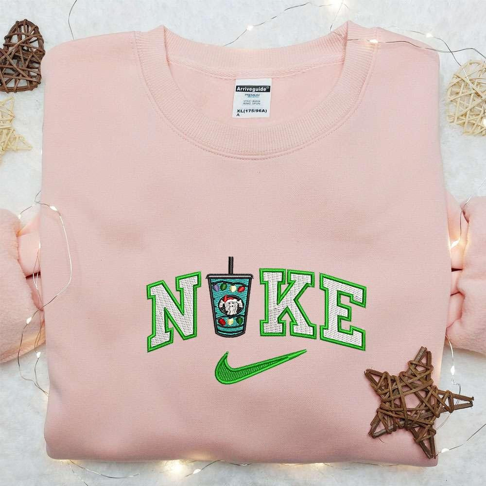 Starbucks Christmas Cup x Nike Embroidered Shirt Favorite Food And Drink Embroidered Hoodie Christmas Embroidered Sweatshirt