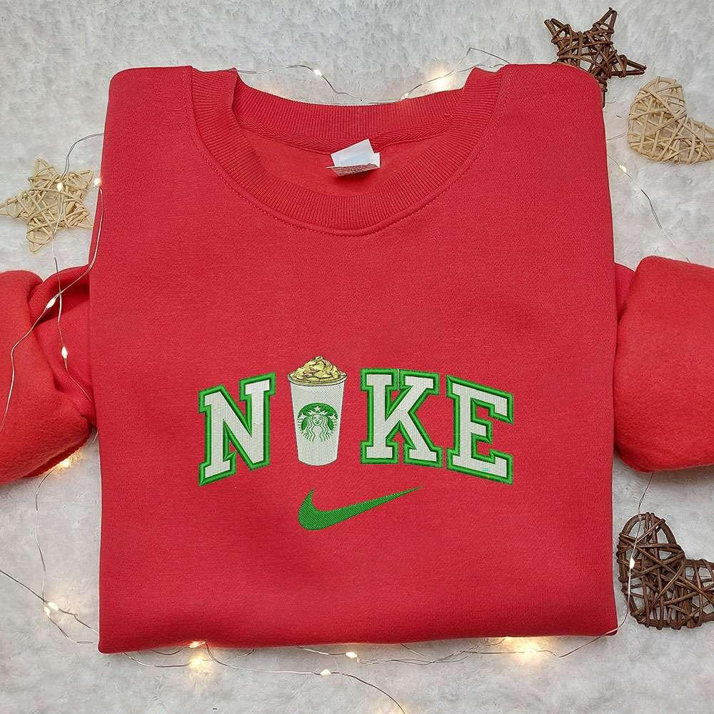 Starbucks Cup x Nike Embroidered Sweatshirt Favorite Drink Embroidered Shirt Nike Inspired Embroidered Shirt