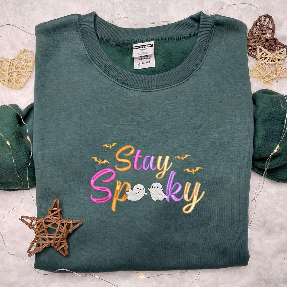 Stay Spooky Cute Ghosts Halloween Embroidered Shirt