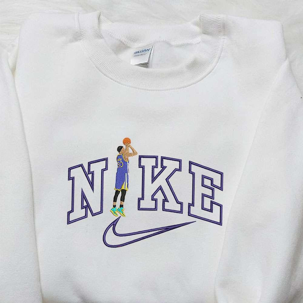 Steph Curry x Nike Embroidered Sweatshirt Golden State Warriors NBA Sport Embroidered Shirt Nike Inspired Embroidered Shirt