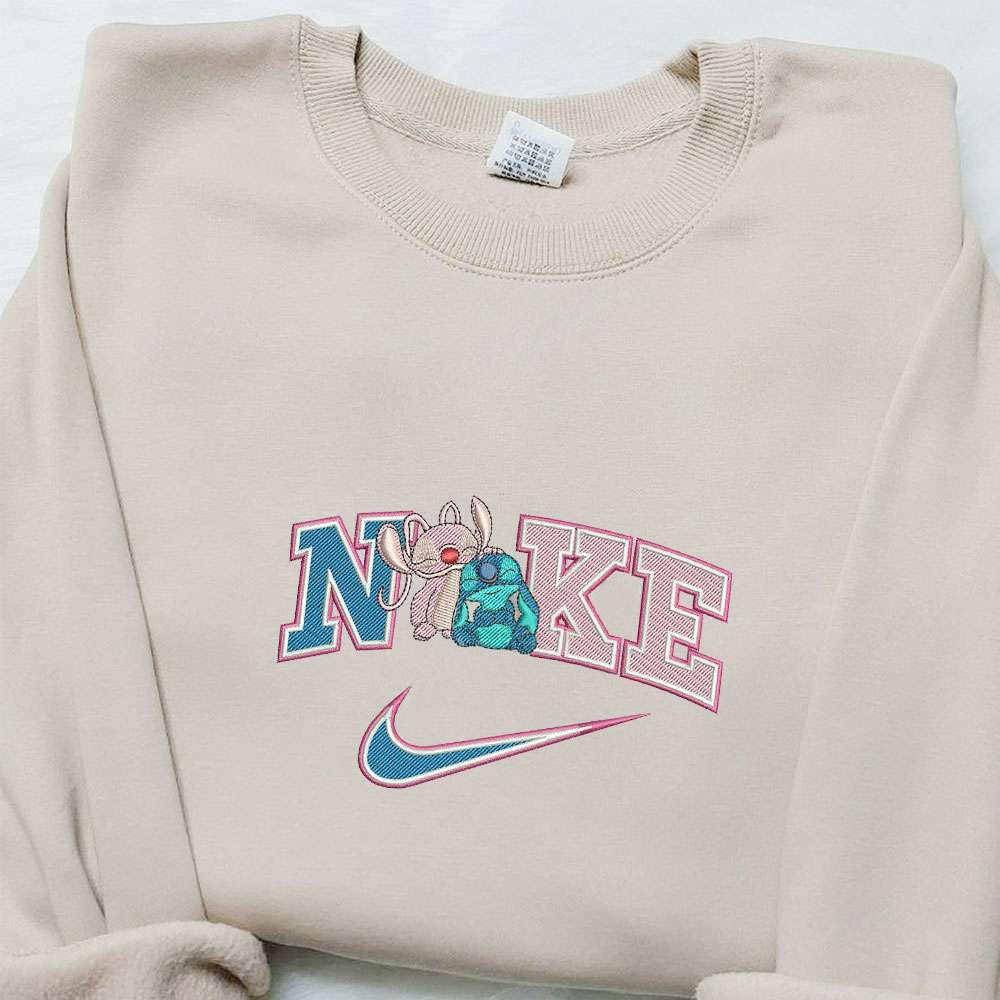 Stitch And Angel Love Hearts x Nike Embroidered Shirt Disney Characters Embroidered Hoodie Valentines Day Embroidered Sweatshirt 1