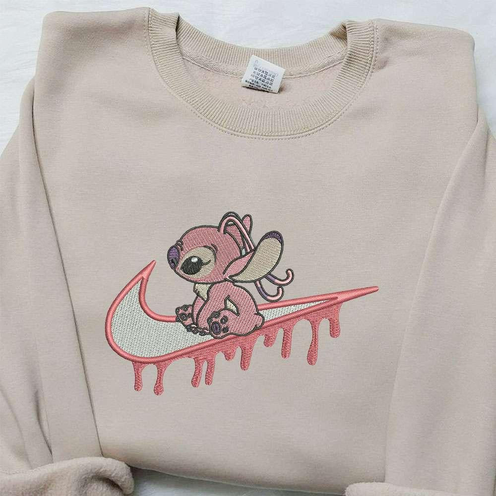 Stitch Angel x Nike Embroidered Shirt Lilo And Stitch Embroidered Shirt Custom Nike Embroidered Shirt