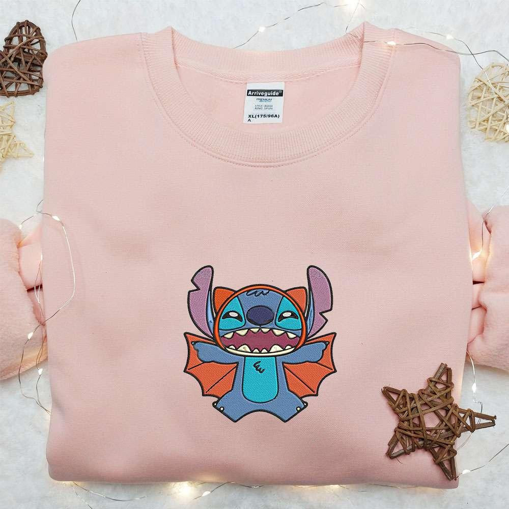 Stitch Bat Embroidered Shirt Disney Characters Embroidered Hoodie Best Halloween Gift Ideas