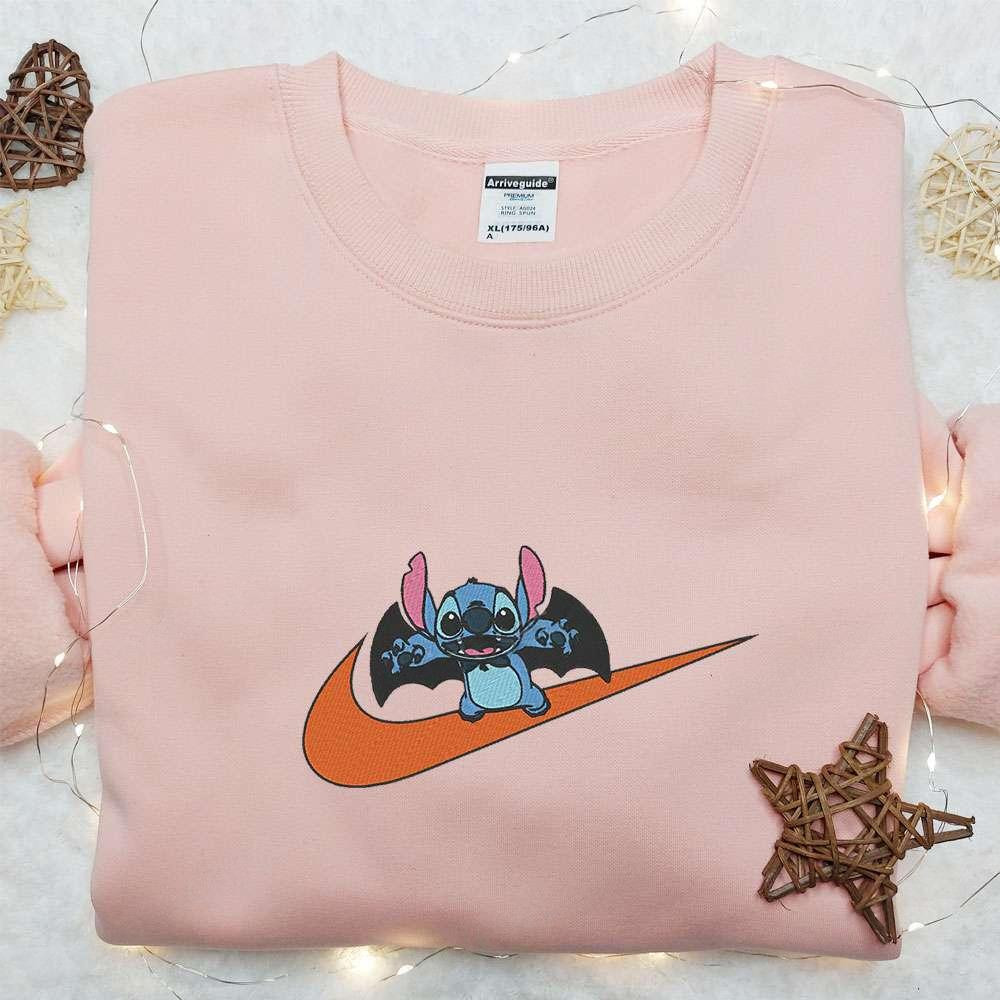 Stitch Bat x Swoosh Embroidered Sweatshirt Lilo and Stitch Disney Embroidered Shirt The Best Halloween Gift