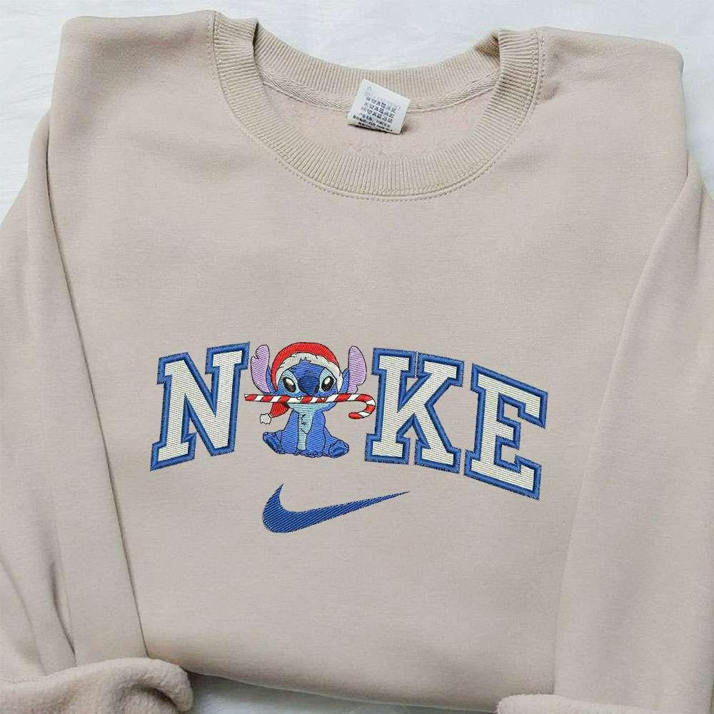 Stitch Christmas x Nike Embroidered Sweatshirt Nike Inspired Embroidered Shirt Best Christmas Gi