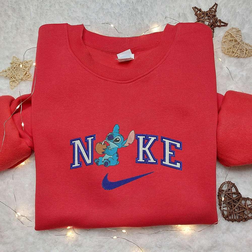 Stitch Coconut x Nike Embroidered Sweatshirt Lilo and Stitch Cartoon Embroidered Shirt Nike Inspired Embroidered Shirt