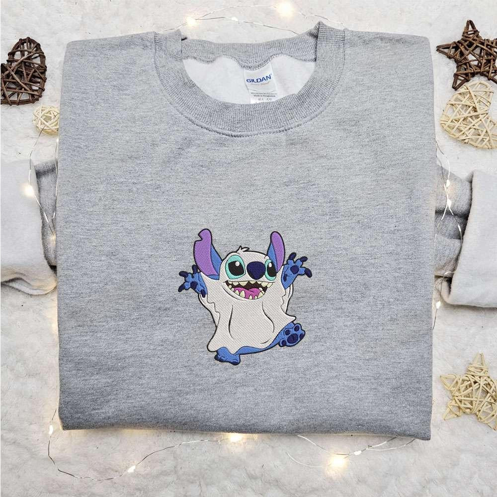 Stitch Cute Ghost Embroidered Shirt Disney Characters Embroidered Hoodie Best Halloween Gift Ideas